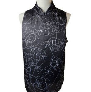Mossimo Abstract Black High Neck Sleeveless Top XXL